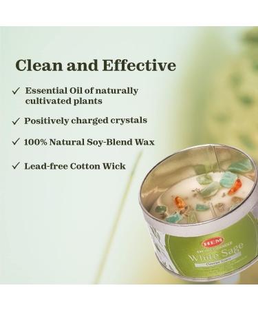 White Sage Candles for Cleansing - Natural Soy 9.5 Oz with Crystals | Long Lasting 50 hrs | Perfect Spiritual Gift for Smudging - Buy Online on GoSupps.com