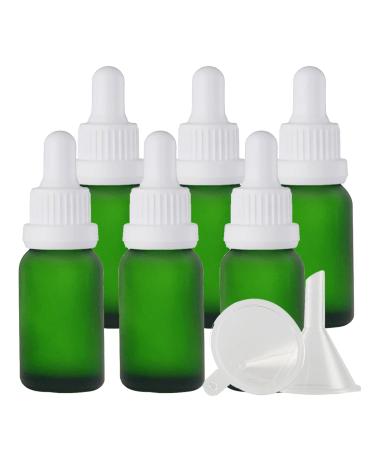 Zeoabsy 6 pieces 15 ml frosted green glass pipette bottle with white originality lock pipette ring empty clear glass bottle glass pipette drip bottles for essential oils aromatherapy 15ml green