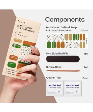 Gya Labs Terrazzo Nail Stickers - Long Lasting Gel Nail Strips for Women (20 Pcs) - Nail Art Kit with Semi Cured Design - Stick on Nails for Trendy Nail Art - Buy Online on GoSupps.com