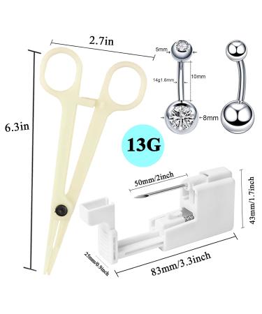 Belly Button Piercing Kit - Professional Self Piercing Gun & Tools for Navel Lip & Dermal - 13 Gauge Home Piercing Solution - Buy Online on GoSupps.com