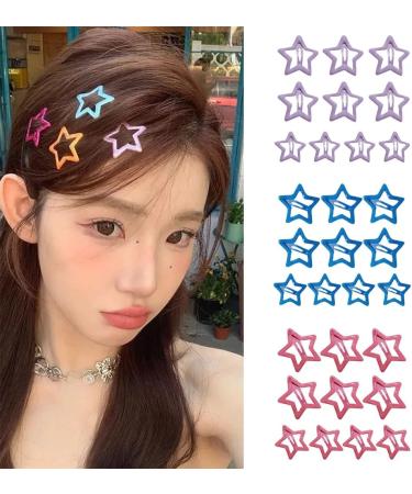 xbiez 10xCute Star Snap Hair Clip Set Lovely Hairpins Combination Hairpins for All Hair Headpieces Bangs Hair Pins Y2K Girls Diamond blue - Buy Online on GoSupps.com