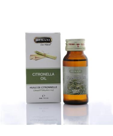 Hemani Citronella Oil (Cymbopogon nardus) 30ml - Pure Essential Oil for Aromatherapy Relaxation Calming Ambiance Uplifting Experience Refreshing Mind & Body Meditation & Yoga