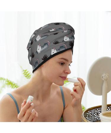 Cute Animal Cartoon Opossum Hair Towel Wraps - 2pcs Absorbent Coral Velvet for Women & Girls - Buy Online on GoSupps.com