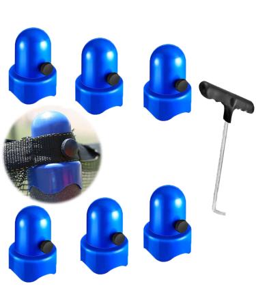 1.5" Diameter Trampoline Enclosure Pole Caps Replacement with Screw Thumb for Trampoline Net Hook,Safety Trampoline Pole Caps Blue 6pcs