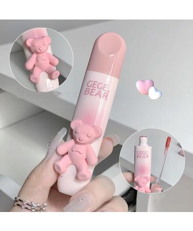 Sitovely 3PCS Cute Bear Matte Lipstick Set Velvet Lipgloss Matte Lipstick Moisturizing Velvet Lip Gloss Long Lasting Pink Color Lip Glaze (B) - Buy Online on GoSupps.com