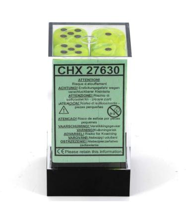 Chessex Vortex Bright Green with Black D6 Dice Set - 16mm (12 Dice) - Ideal for Gaming and RPGs - Buy Online on GoSupps.com