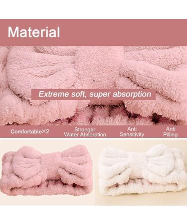 Jseng Microfiber Bowtie Women Beauty Headbands Extrame Soft & Ultra Absorbent Comfort to Wash Makeup Shower Facial Skincare Spa Thick Hair Band for Girls (Beige+Pink) - Buy Online on GoSupps.com