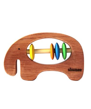 Shumee - Wooden Baby Rattle Clutching Toy - Elephant Shaped Animal Teether for Kids - (Gift 6 Months+ Boys Girls)