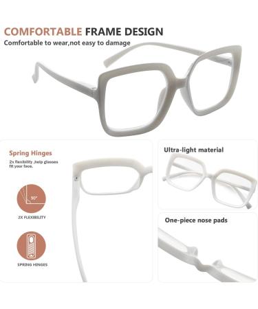 Eyekepper Women's Large Frame Reading Glasses, White Oversize Eyeglasses 0.0 Diopters - Buy Online on GoSupps.com