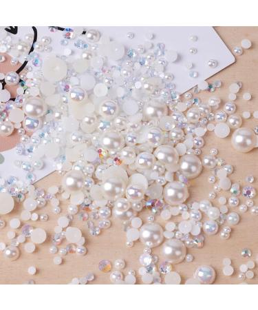 10g Multi-Size White Pearl Beads Nail Charms - Imitation Pearl & AB Rhinestones for Nails - Nail Art Decorations - Buy Online on GoSupps.com