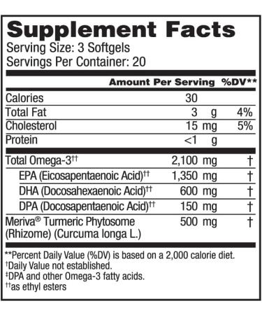 Oceanblue Omega-3 2100 with Turmeric | Triple Strength 60 ct Burpless Fish Oil Supplement | High-Potency EPA & DHA | Turmeric for Joints | Orange Flavor - Buy Online on GoSupps.com