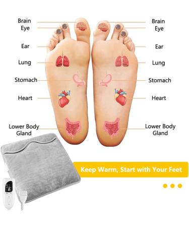 Electric Foot Warmer with 6 Heat Levels & Timers | Washable 40x40cm Heat Pad for Back Pain Relief | EU Plug International Shipping - Buy Online on GoSupps.com