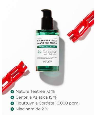 SOME BY MI AHA BHA PHA 30 Days Miracle Serum Light 50ml - Tea Tree Leaf Water - Smooth & Calming Serum for Oily Skin - Buy Online on GoSupps.com