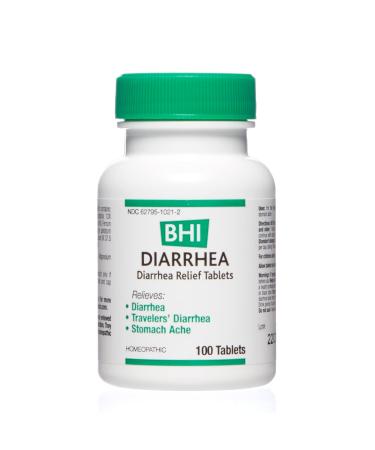 BHI Diarrhea Relief Fast-Acting Natural Remedy for Mild Diarrhea - 8 Soothing Homeopathic Actives Help Calm Stomach Pain, Gas, Indigestion, Cramps & Bloating for Women & Men - 100 Tablets