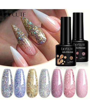 7ML Glitter Gel Nail Polish Sparkling Nail Art Vernis Semi Permanent Sequins Soak Off UV Gel Colorful Nail Gel Esmalte