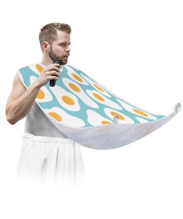 Beard Bib Apron Beard Bib Hair Catcher for Men Shaving and Trimming Non-Stick Waterproof Beard Cape Grooming Cloth Egg Pattern