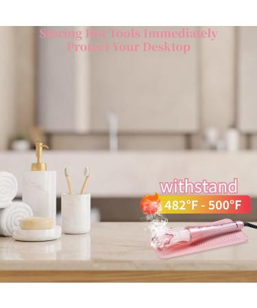 Hair Iron Mat Pouch | Heat Resistant Silicone Mat for Flat & Curling Irons | Portable Travel Cover for Hot Hair Styling Tools (Pink - Buy Online on GoSupps.com