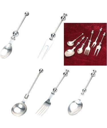 Funny Cake Bread Forks Bead Stringing Round Spoon Stainless Steel Dessert Forks Multi-Functional Kitchen Tool Fruit Fork Bead Stringing Fork 5 - Buy Online on GoSupps.com