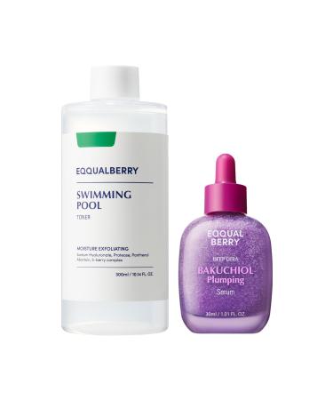 EQQUALBERRY Toner & Bakuchiol Serum Set Hydrating & Anti-Aging Duo for Sensitive Skin | Pore Minimizing & Wrinkle Reducing | Gentle Skincare with Natural Retinol Alternative