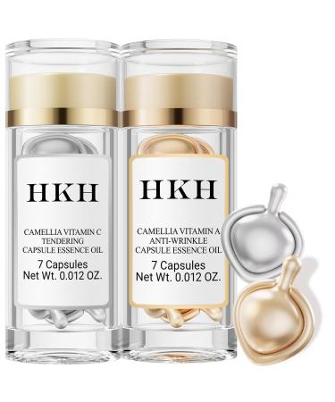 Triple Retinol &Triple Vitamin C Serum for Face - Anti-Aging Wrinkle Night Retinol +HPR Capsules Peptide Serum for Women Reduce Fine Lines Tighten Sagging Skin Vitamin A