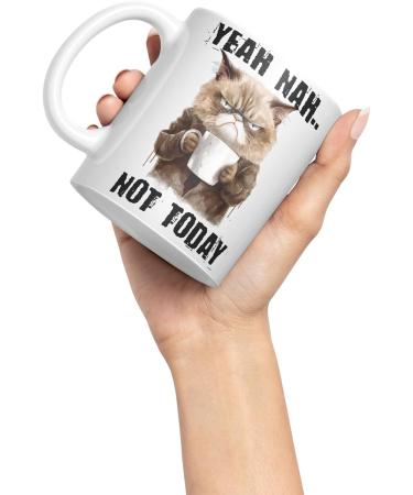 Vixar Yeah Nah.. Not Today Cat Gift Sarcastic Joke Ceramic Coloured Mug Cup for Tea Coffee Hot Brew 330ml 11Oz (White) - Buy Online on GoSupps.com