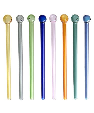 kurriuwu Low Temperature Resistant Glass Straws 8pcs Borosilicate Glass Straws Reusable Colored Straws for Milkshake Juice Drinking 8pcs