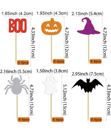 UXYOKM 24Pcs Halloween Cupcake Toppers Pumpkin Witch Hat Ghost Spider Bats Boo Cupcake Picks Halloween Themed Party Baby Shower Birthday Cake Decorations Supplies Colorful - Buy Online on GoSupps.com