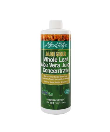 Aloe Life - Whole Leaf Aloe Vera Juice Concentrate Soothing Relief for Indigestion Antioxidant Catalyst Supports Energy & Wellness Certified Organic Aloe Leaves Gluten-Free (Aloe Gold 16 oz) - Buy Online on GoSupps.com