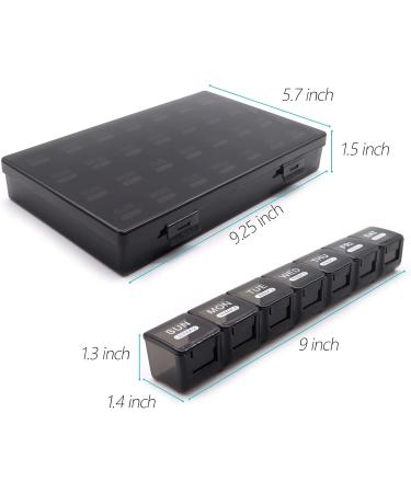 Monthly Pill Organizer - 28 Day Pill Box for Daily Medication & Travel - Black Pill Sorter & Case - Buy Online on GoSupps.com