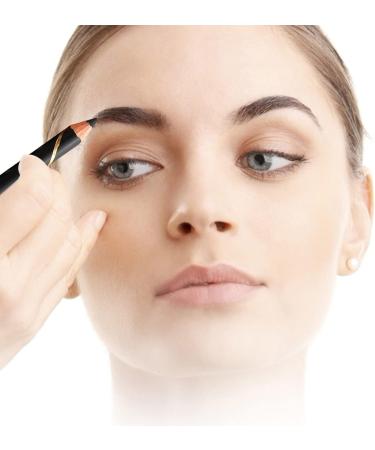 Eyebrow Pencil - Sweat-Proof Waterproof Eyebrow Pencil Portable 2 in 1 Eyeliner Beard Styling Filler Built-in Sharpener and Brush for Face Black - Buy Online on GoSupps.com