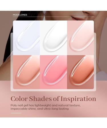 Modelones Poly Nail Gel Set - 6 Colors Nude Pink Brown Daily Collection for French Manicure & DIY Nail Art - Builder Gel for Home Salon Beauty - Perfect Valentine's Day Gift - Buy Online on GoSupps.com