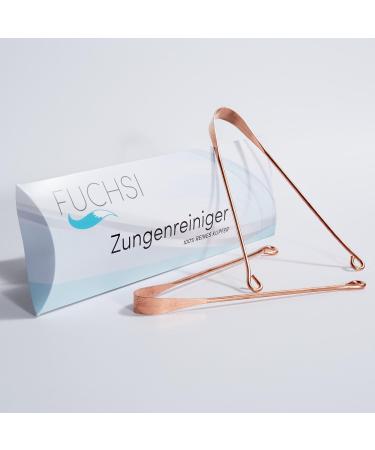 Fuchsi Tongue Cleaner Set - 2 Pure Antibacterial Copper Scrapers | Fight Bad Breath Naturally | Effective Home Remedies - Buy Online on GoSupps.com