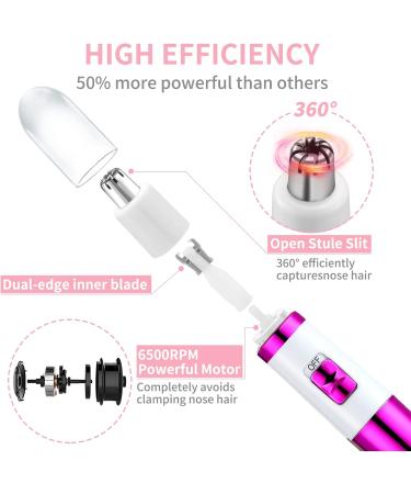 Numifun Women's Nose Hair Trimmers - Painless Ear & Nose Hair Cutter Waterproof Rose Purple - Perfect for Eyebrows & Face - Buy Online on GoSupps.com