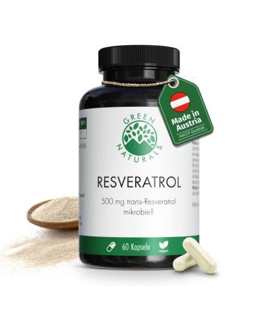 Resveratrol (60 Capsules of 500mg) from Japanese Knotweed Root Extract - German Production - 100% Vegan and no additives - 2 Month Supply - incl. eBook "Anti-Aging"