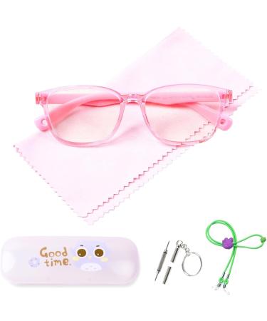 AetrvoHope Blue Light Blocking Glasses for Kids Children's Computer Glasses for Age 4-13 Unbreakable Frame Anti-Blue Ray Glasses With Case Anti UV400 & Eyestrain Clear Pink - Buy Online on GoSupps.com