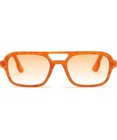FEISEDY Vintage Square Reading Glasses for Women & Men - 70s Flat Aviator Anti Glare Eyewear B2992 Orange 1.5x - Buy Online on GoSupps.com
