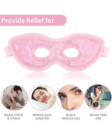 NEWGO Cooling Eye Mask Reusable Hot Cold Therapy Gel Eye Mask with Soft Plush Relief for Puffy Eyes Dark Circles Migraine Headache Sinus Pain - Pink - Buy Online on GoSupps.com
