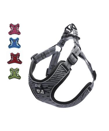 Suredoo dog harness for medium small dogs puppies pets anti -train dishes no pull safety dishes reflective breast harness Dog harness soft adjustable (s gray) s gray