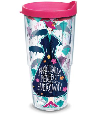 Tervis Disney - Mary Poppins Returns Insulated Tumbler with Wrap and Fuschia Lid, 24oz, Clear