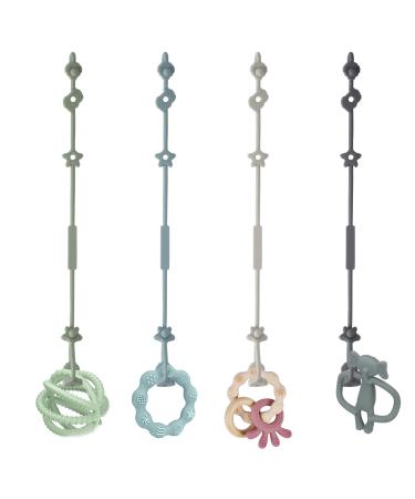 Vicloon Silicone Toy Clip 4Pcs Toy Safety Straps Food Grade Silicone Pacifier Clips Sippy Cup Strap Adjustable Stroller Pacifier Strap Hanging Toys Baby Toy Anti Drop Chain (Blue/Green) Blue/Green/Grey - Buy Online on GoSupps.com