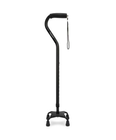 BigAlex Quad Cane Adjustable Walking Cane Flexible Lightweight Comfortable Foam Padding Handle with 4-Pronged feet for Extra Stability Small Quad Base for Men Women and Seniors black