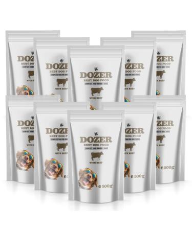 DOZER Adult Dog Food | Complete Food with Different Types of Meat (500 g) | Natural and Nutritious | Wet Dog Food (x 10, Beef)