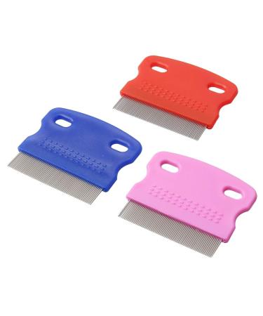Pack of 3 Flea Combs for Dogs & Cats | Stainless Steel Grooming Combs with Handle | Effective Flea and Stain Remover - Buy Online on GoSupps.com