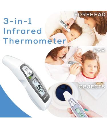 Beurer FT65 Multifunction Infrared Thermometer - 3-in-1 for Adults and Kids - Ear, Forehead, and Surface Modes - Color Changing Fever Indicator - Buy Online on GoSupps.com