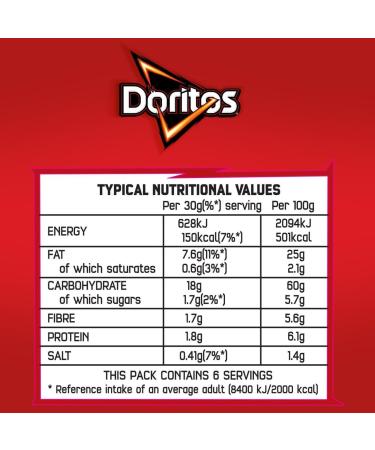 Doritos CHILLI HEATWAVE Tortilla Crisps Sharing Snacks 12 x 180g Bags - Buy Online on GoSupps.com