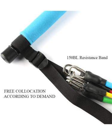 150LB Adjustable Pilates Bar Set with 5 Resistance Bands Portable Gym Stick for Full Body Workout Yoga Home Ftiness (Blue 1set) - Buy Online on GoSupps.com