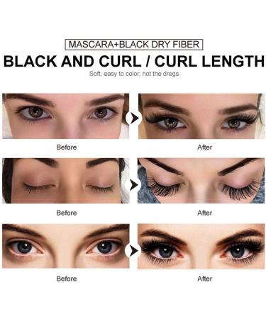 (2pcs) 4D Silk Fiber Lash Mascara Set - Waterproof Mascara + Fiber Set Long-Lasting Thick Natural Mascara Smudge-Proof Eyelashes All Day Exquisitely 1Tube - Buy Online on GoSupps.com