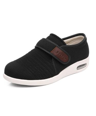 Diabetic Shoes for Man Elderly Arthritis Edema Orthopedic Shoes House Anti Slip Shoes Adjustable Elderly Shoes Wide Comfortable for Swollen Feet Plantar Fasciitis ( Color : Black  Size : 12 )