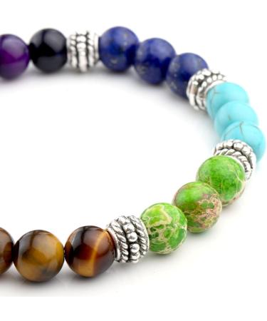 JSDDE 7 Chakra Bracelet - Lava Stone Zen Buddhism Bangle for Healing & Energy Therapy | Yoga Balance Buddha Gemstone Jewelry - Buy Online on GoSupps.com