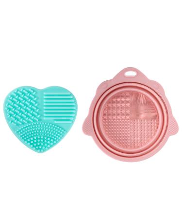 Makeup Brush Cleanser Mat Silicone Foldable Cosmetic Brush Cleaner Portable Brush Cleaning Pad Makeup Brush Clean Bowl Washing Tool sy to Clean the Makeup Brush Powder Puff Sponge
